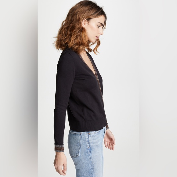 Bop Basics by Shopbop 💫EUC💫 Metallic Trim Cotton Cardigan - S - Sold Out - Picture 2 of 16